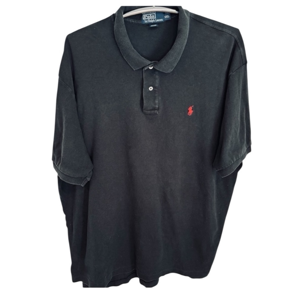 Ralph Lauren Men's Polo Shirt in Black with Red Embroidered Logo